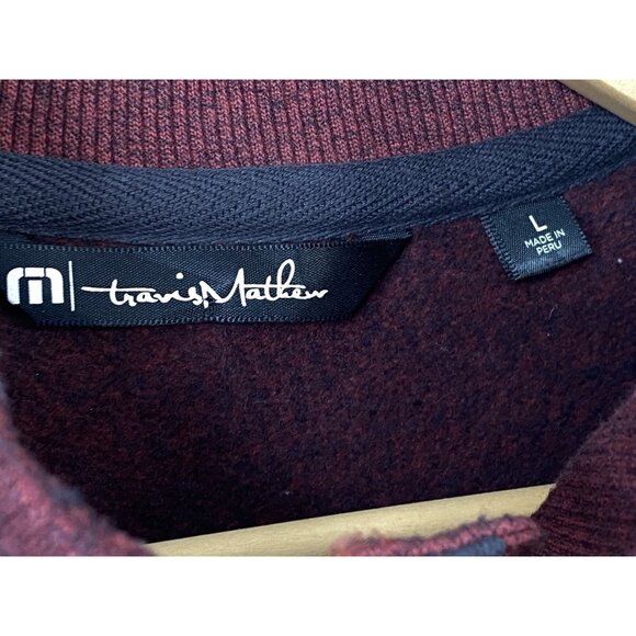 Travis Mathew 4 Button Red Long Sleeve Micro Fleece Pullover Sweater Men’s Large - Picture 4 of 16